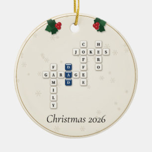 Dad Crossword Letter Tiles Holly Year Ceramic Tree Decoration