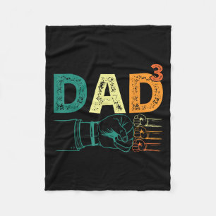 Dad Cubed Dad Of Three Mens Quote Funny Christmas  Fleece Blanket