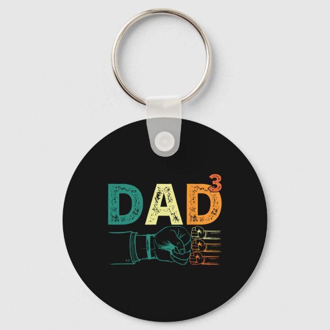 Dad Cubed Dad Of Three Mens Quote Funny Christmas  Key Ring (Front)