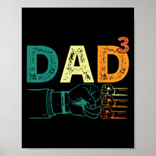 Dad Cubed Dad Of Three Mens Quote Funny Christmas  Poster