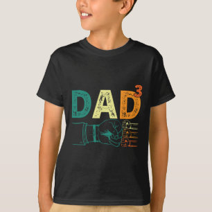 Dad Cubed Dad Of Three Mens Quote Funny Christmas  T-Shirt