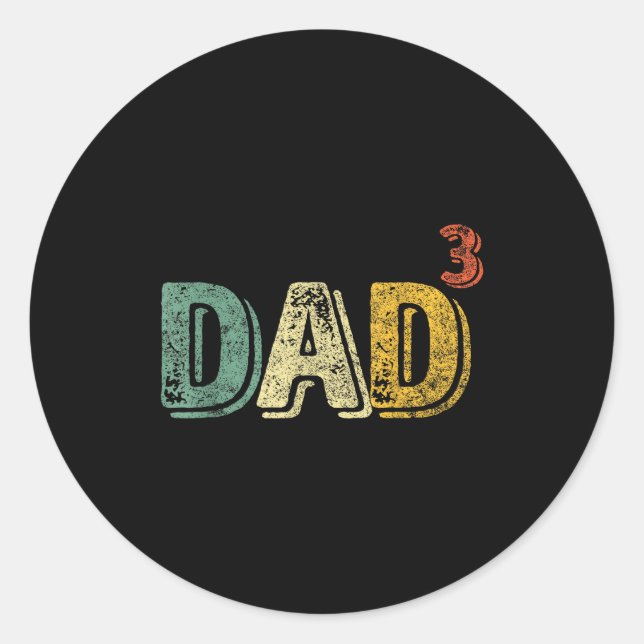Dad Cubed Shirt Dad Of Three Mens Quote Funny Chri Classic Round Sticker (Front)