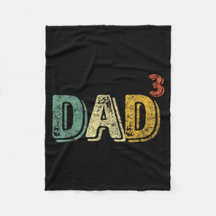 Dad Cubed Shirt Dad Of Three Mens Quote Funny Chri Fleece Blanket