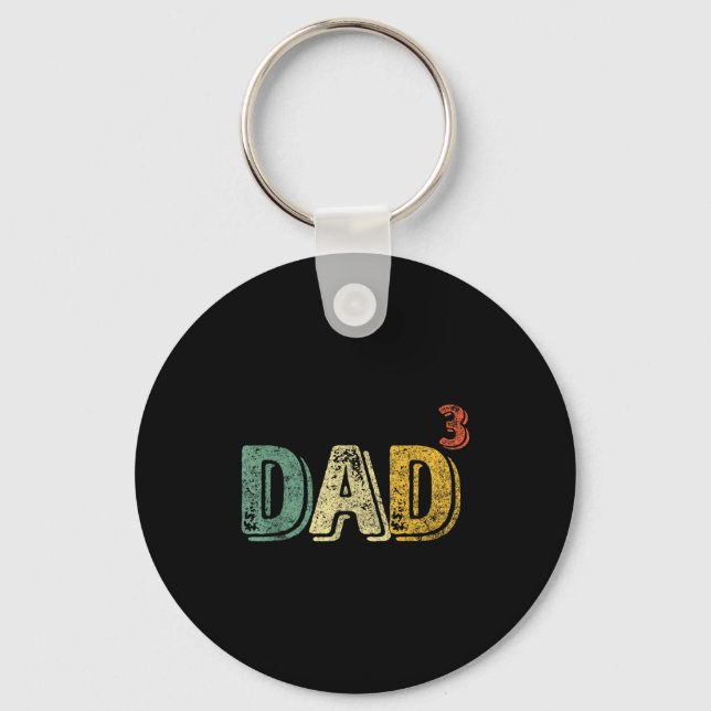 Dad Cubed Shirt Dad Of Three Mens Quote Funny Chri Key Ring (Front)
