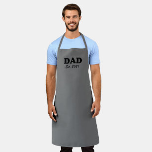 Dad Custom Est date black grey grill bbq Apron