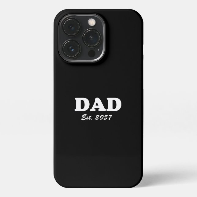 Dad Custom Est date modern typography black iPhone Case (Back)