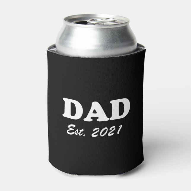 Dad Custom Established date black & white modern Can Cooler (Can Front)