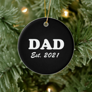 Dad custom established date black white modern ceramic tree decoration