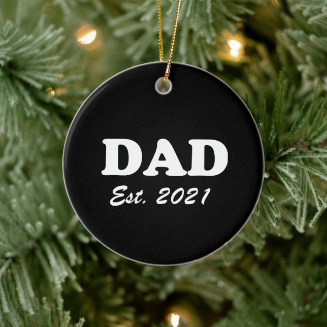 Dad custom established date black white modern ceramic tree decoration (Tree)