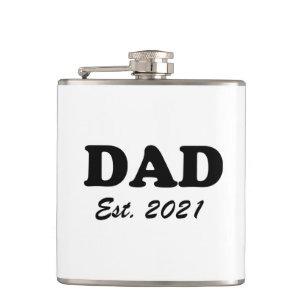 Dad Custom Established date black white modern Hip Flask