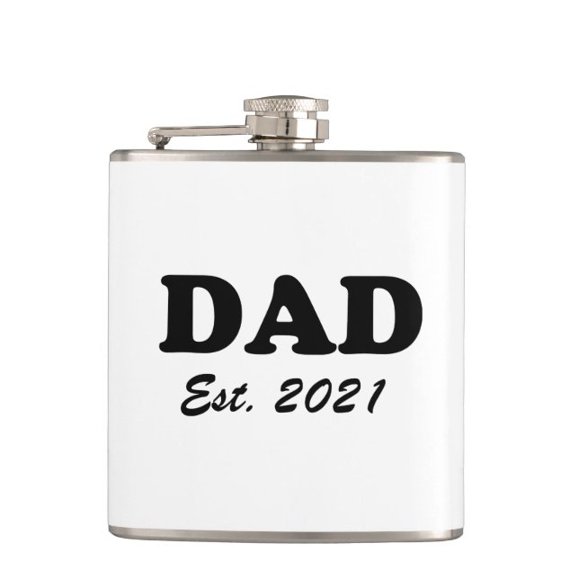 Dad Custom Established date black white modern Hip Flask (Front)