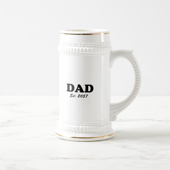 Dad custom established date modern typography beer stein (Right)