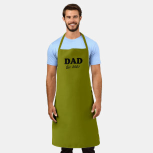 Dad Custom Established date olive green modern  Apron