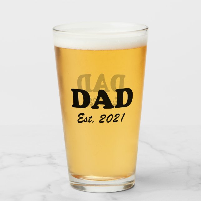 Dad custom established date personalised modern  glass (Front Filled)