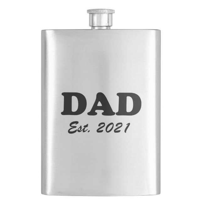 Dad Custom Established date personalised modern Hip Flask (Front)