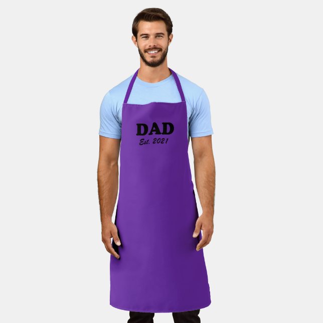 Dad Custom Established date purple grape modern Apron (Worn)