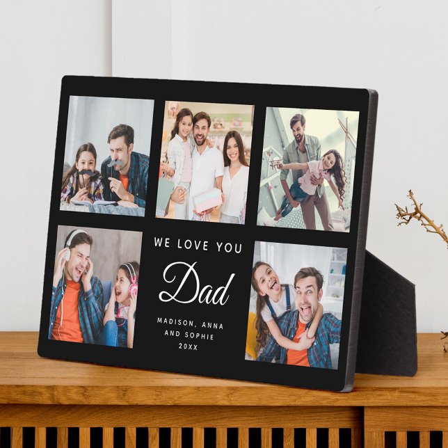 DAD Custom Family Photo Collage Father's Day Black Plaque (Creator Uploaded)