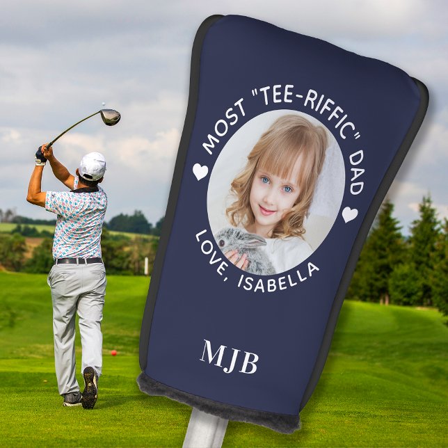 DAD Custom Photo Personalised Monogram Golfer Blue Golf Head Cover (Creator Uploaded)