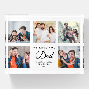 DAD   Custom Rustic Father's Day Photo Collage Pap Paperweight