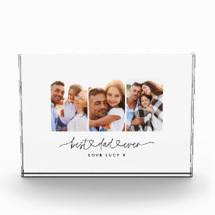 dad cute modern script multi photo gift block