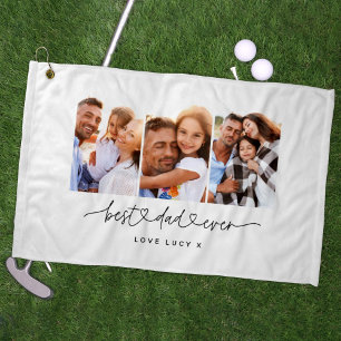 dad cute modern script multi photo gift  golf towel