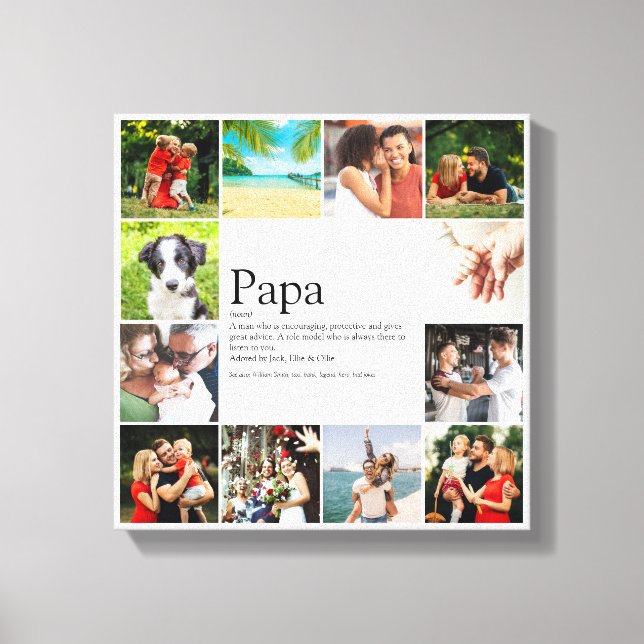 Dad, Daddy, Father Definition 12 Photo Collage Canvas Print (Front)