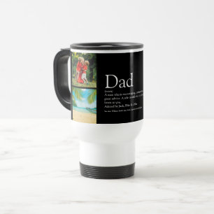Dad Daddy Father Definition 4 Photo Collage Black Travel Mug