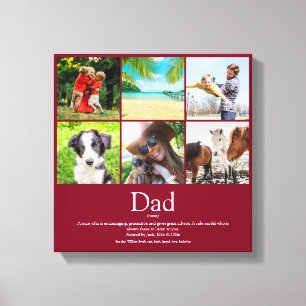 Dad Daddy Father Papa Definition 6 Photo Burgundy Canvas Print