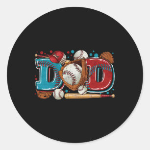 Dad Daddy Vintage Fathers Day Ball Softball T-ball Classic Round Sticker