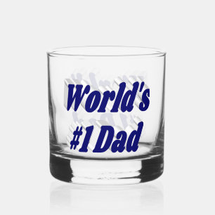 Dad dark blue half text  whiskey glass