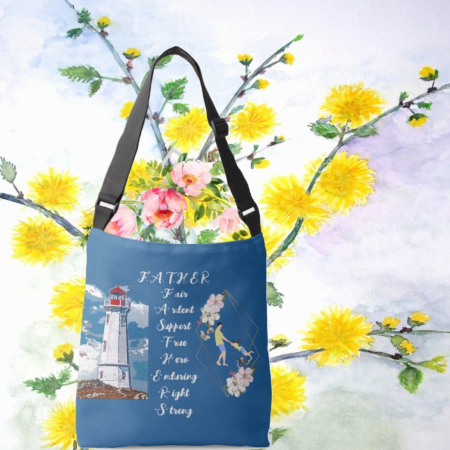 Dad Daughter Bonding Lighthouse Father's Day Quote Crossbody Bag (Creator Uploaded)