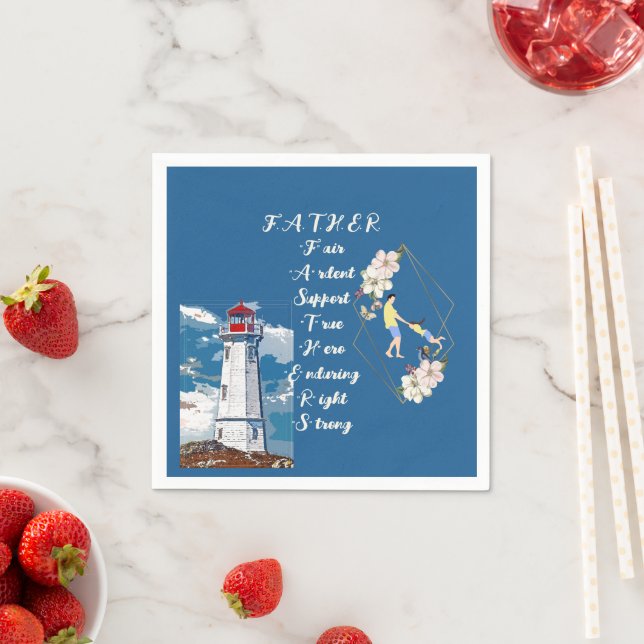 Dad Daughter Bonding Lighthouse Father's Day Quote Napkin (Insitu)