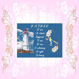 Dad Daughter Bonding Lighthouse Father's Day Quote Postcard