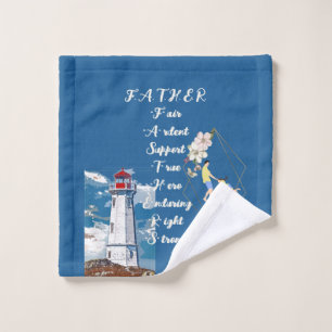 Dad Daughter Bonding Lighthouse Father's Day Quote Wash Cloth