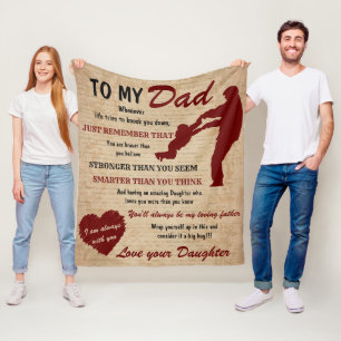 Dad Daughter Father Day Burgundy Fleece Blanket