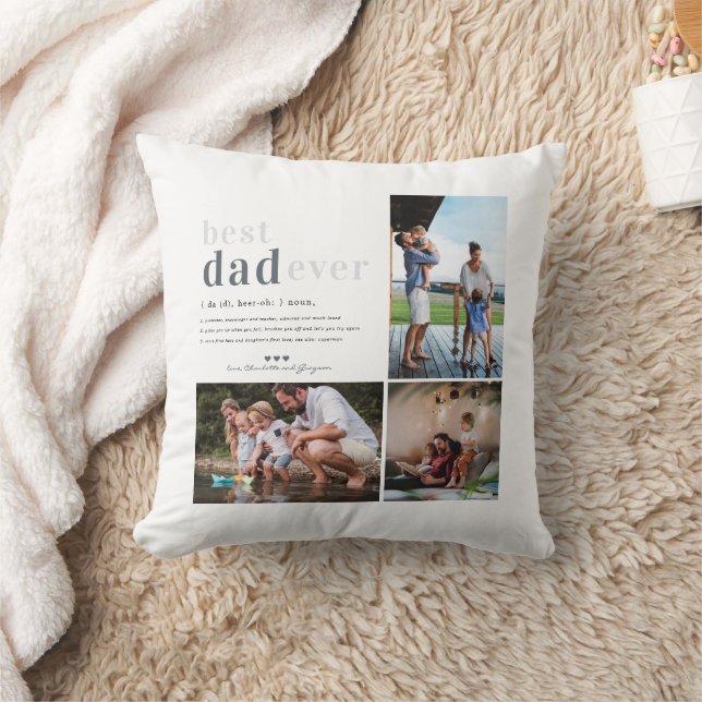 Dad Definition | 3 Photo Personalised  Cushion (Blanket)
