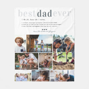 Dad Definition   8 Photo Personalised  Fleece Blanket