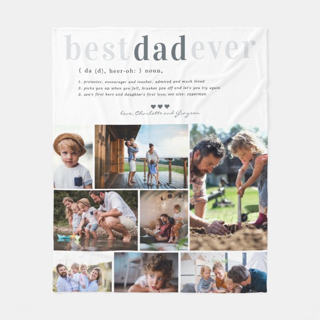 Dad Definition | 8 Photo Personalised  Fleece Blanket (Front)
