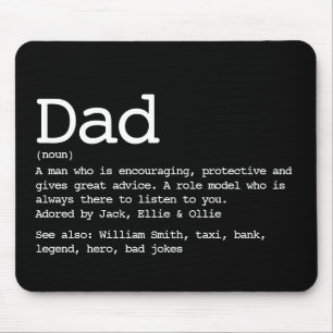 Dad Definition Father's Day Black And White Mouse Pad