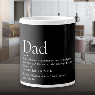 Dad Definition Fun Quote Black and White Large Coffee Mug