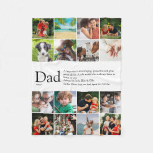 Dad Definition Saying 16 Photo Collage Small Fleece Blanket