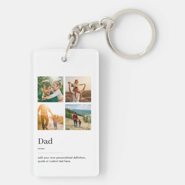 Dad Dictionary Definition Photo Collage Key Ring (Back)