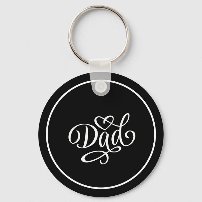 Dad elegant script lettering ,fathers day key ring (Front)