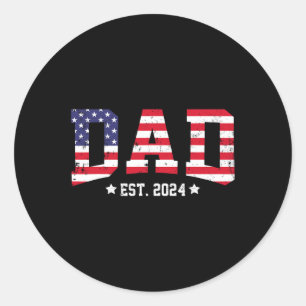 Dad Est 2024 First Fathers Day Promoted To Daddy Classic Round Sticker