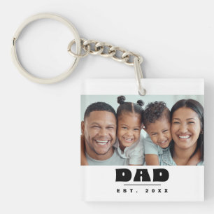 DAD Est. 20XX Modern Minimal Photo Key Ring