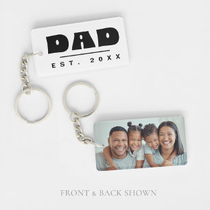 DAD Est. 20XX Modern Minimalist Custom Photo Key Ring