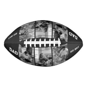 "Dad Est 20xx" Three Photo Template Father's Day Football
