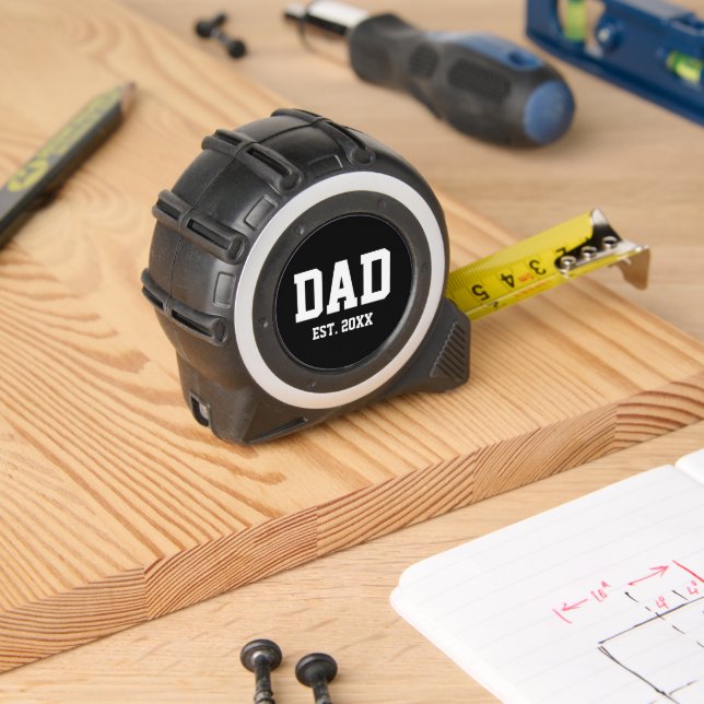 Dad Est. 20xx Year Established Black and White 1 (Woodwork)
