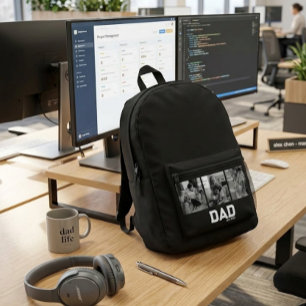 Dad Est 3 Photo Black & White Year Father's Day  Printed Backpack