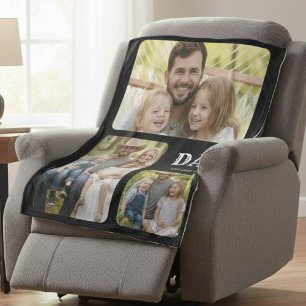 Dad Est 3 Photo Fleece Blanket